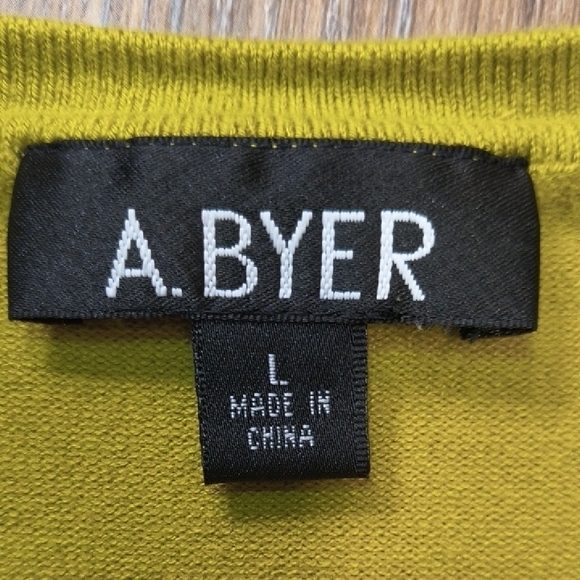 A. Byer Women's Chartreuse Puff Sleeve Blouse - Picture 3 of 5